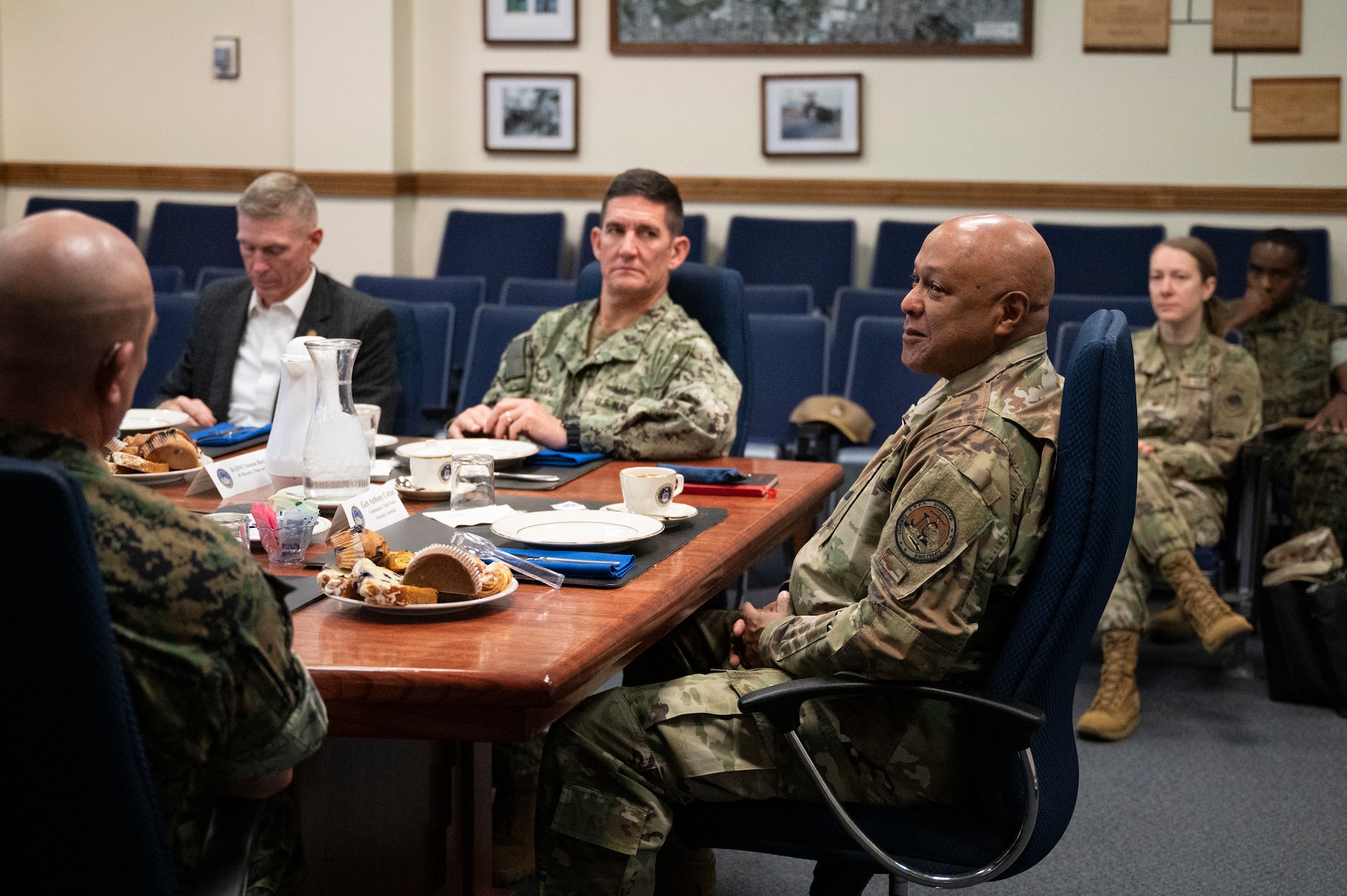 A man attends a briefing.