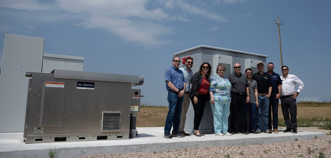 A Battery Energy Storage System (BESS) consisting of a battery, microgrid controller, and power electronics in Box Elder, S.D., 22 July, 2024. The BESS was created and installed as a backup power source to provide resilience for Ellsworth Air Force Base’s and Rapid City Regional Airport’s grids. (U.S. Air Force photo by Senior Airman Josephine Pepin)