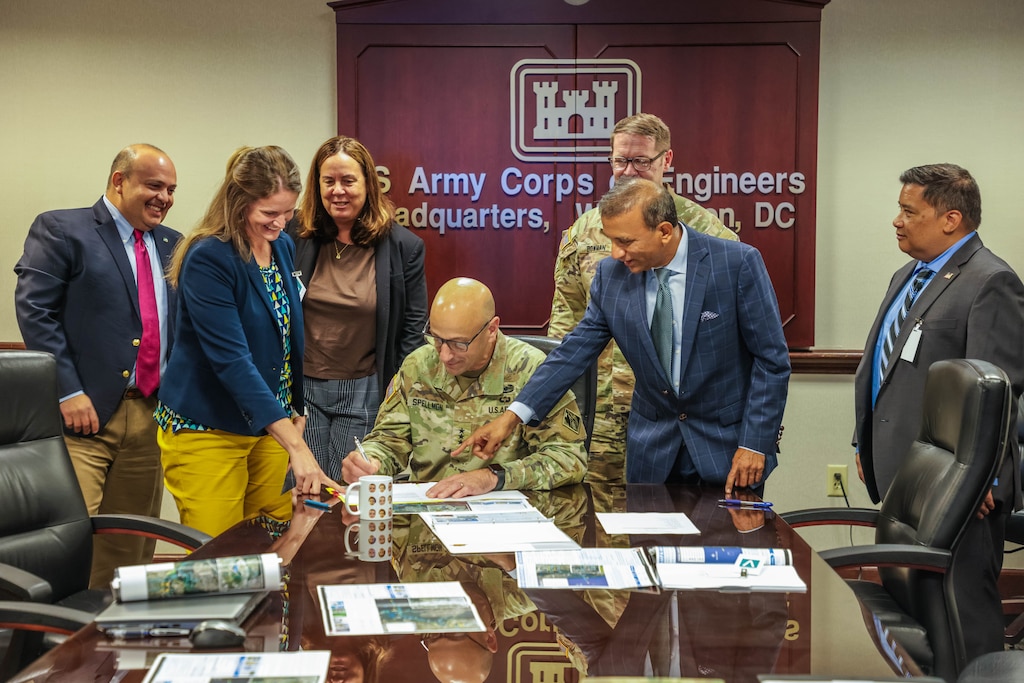 The 55th Chief of Engineers and Commanding General of the U.S. Army Corps of Engineers, Lt. Gen. Scott Spellmon, has signed the Chief's report containing recommendations to Congress for the Tampa Harbor Navigation Improvement Study for inclusion in the next Water Resources Development Act. If approved by Congress and included in the next Water Resources Development Act, separate appropriations will need to be passed to construct the project.  (USACE photo by Corey Lanier)