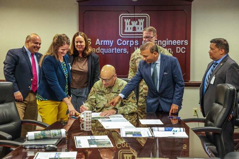 The 55th Chief of Engineers and Commanding General of the U.S. Army Corps of Engineers, Lt. Gen. Scott Spellmon, has signed the Chief's report containing recommendations to Congress for the Tampa Harbor Navigation Improvement Study for inclusion in the next Water Resources Development Act. If approved by Congress and included in the next Water Resources Development Act, separate appropriations will need to be passed to construct the project.  (USACE photo by Corey Lanier)