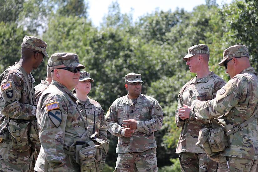 Newly assigned Brig. Gen. Michael Shanley, Commanding General, 85th U.S. Army Reserve Support Command, visited Fort McCoy, Wisconsin to review the 1-338th Training Support Battalion’s preparation for an upcoming mobilization, and to observe his battalions participating in the U.S. Army Reserve’s Combat Support Training Exercise and see how the observer coach/ trainers conducted training, August 8, 2024.