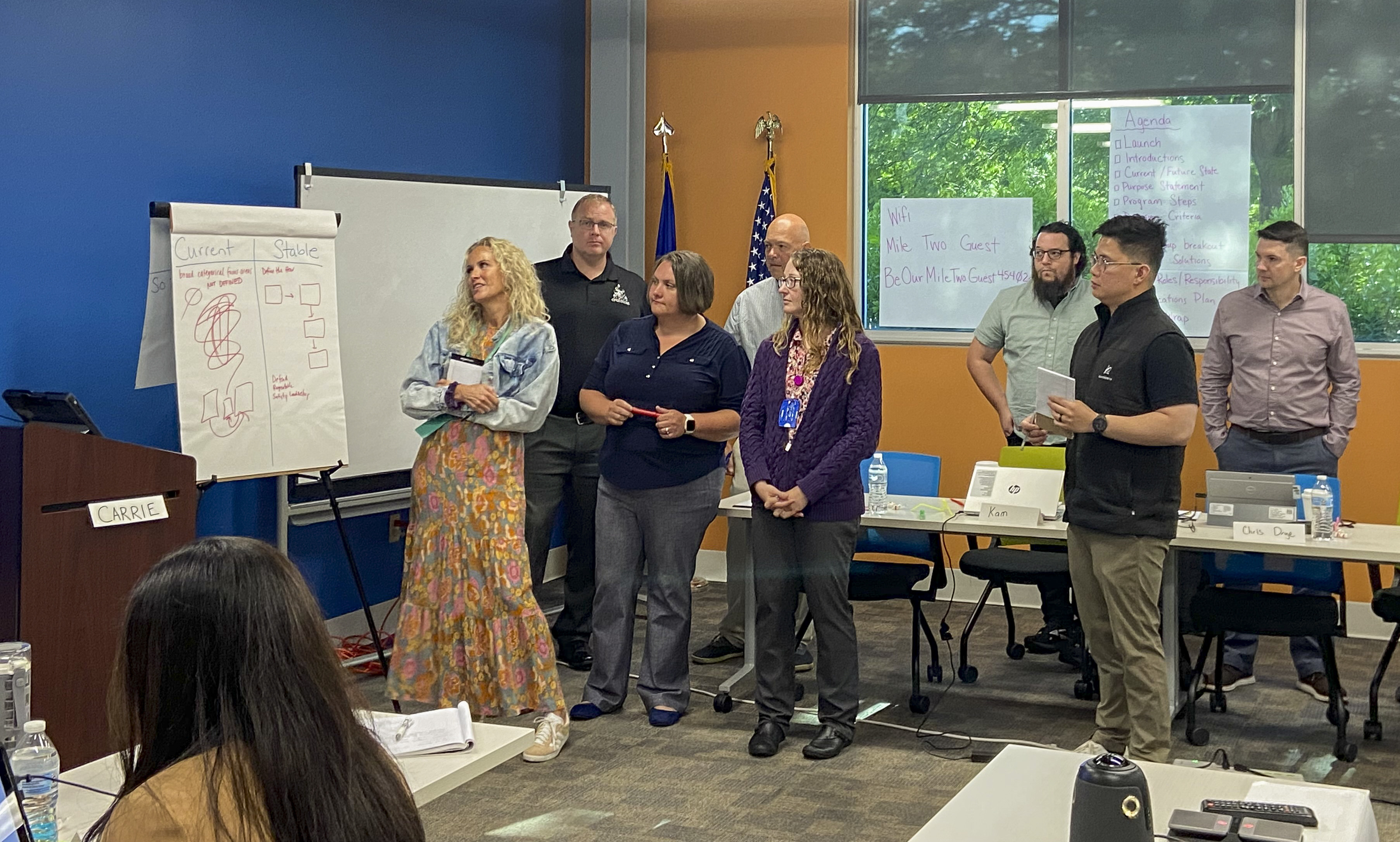 Teams from across AFWERX met in person for a process improvement off-site event to focus on making critical changes to the Open Topic program in Dayton, Ohio, June 25-26, 2024. The two-day exercise incorporated AFWERX cross-divisional teams to address the solicitation schedule, automation needs and additional requirements. (U.S. Air Force photo / Lt. Col. Carrie Kessler)