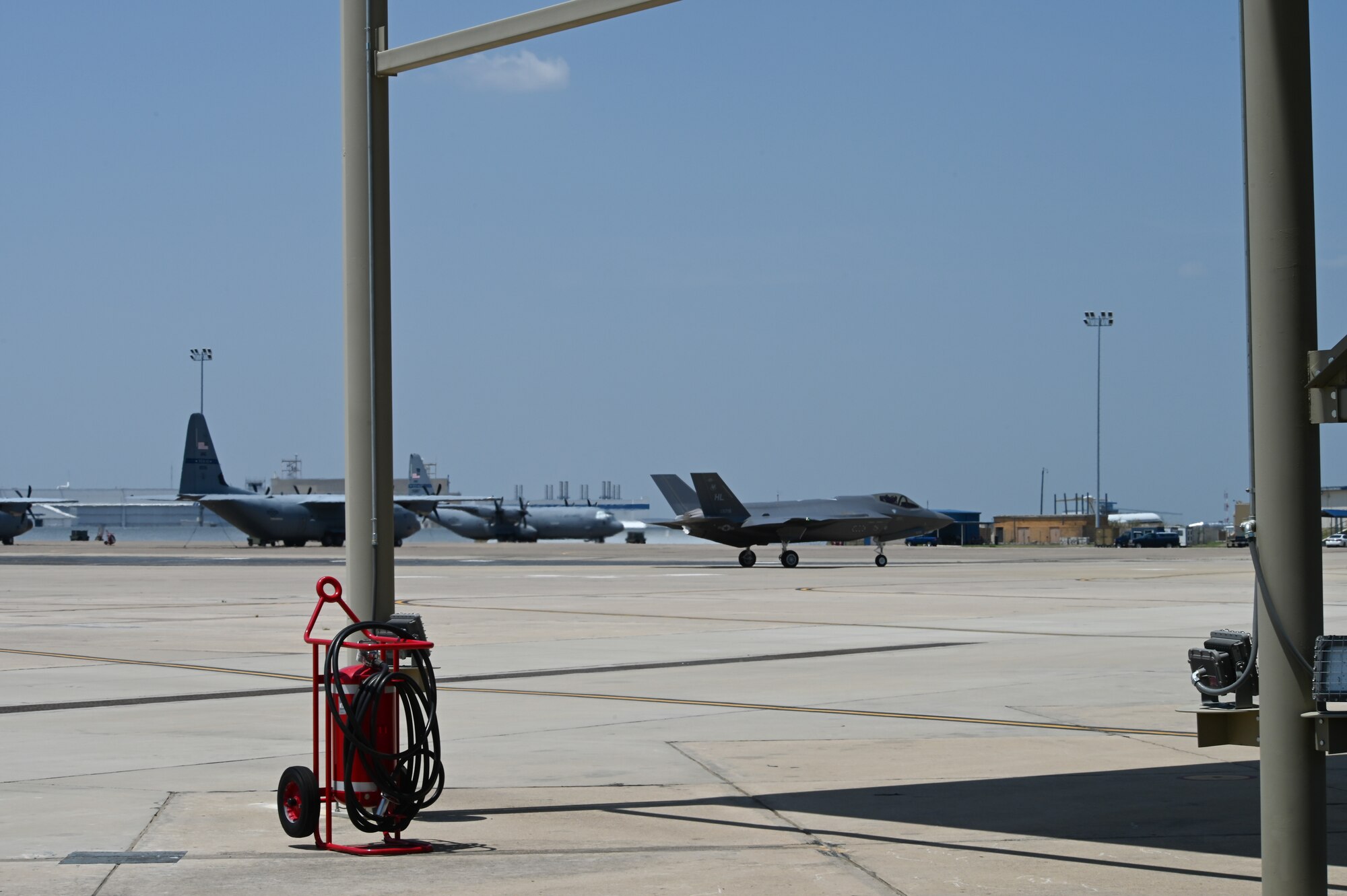 An F-35A Lightning II from Hill Air Force Base, Utah taxis on the flightline at Naval Air Station Joint Reserve Base Fort Worth, Texas, Aug. 8, 2024.