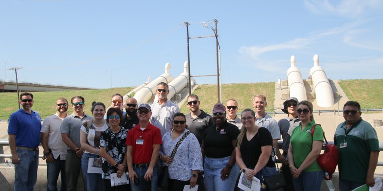 Regional LDP members from districts across the Southwestern Division visit the spillway at Lewisville Lake and other project sites to learn about projects specific to the Fort Worth District.