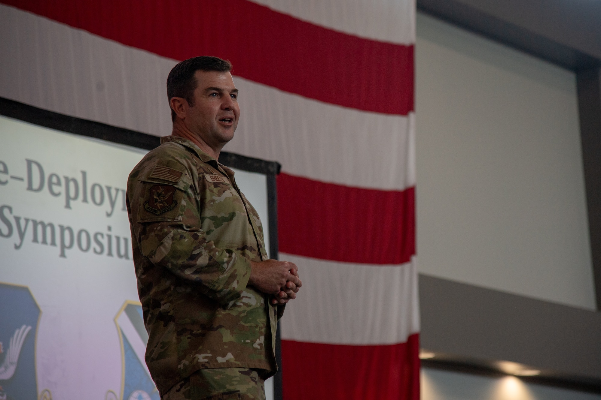 Airmen and their loved ones at the Pre-Deployment Symposium