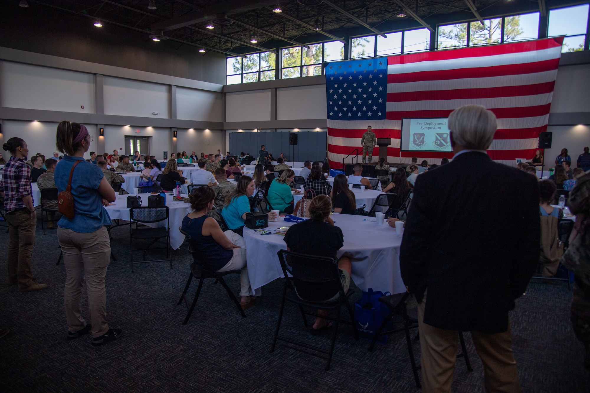 Airmen and their loved ones at the Pre-Deployment Symposium