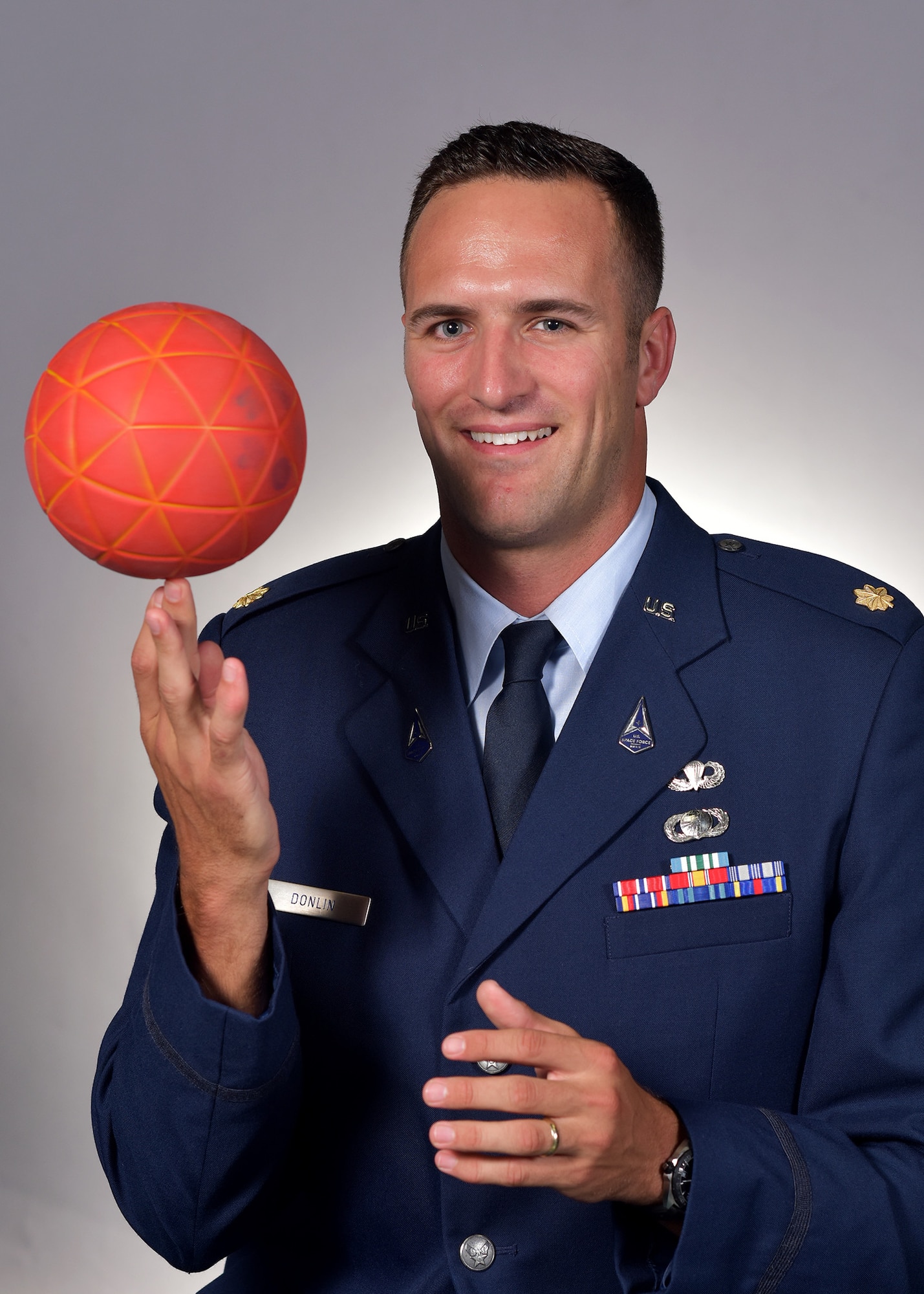 U.S. Space Force Maj. Andrew Donlin, a program manager at Space Systems Command, Los Angeles Air Force Base, demonstrates his skills as a U.S. Men’s National Handball and Beach Handball team member. Donlin is a former Air Force World Class Athlete who was selected to play in the recent beach handball showcase prior to the 2024 Paris Olympics.