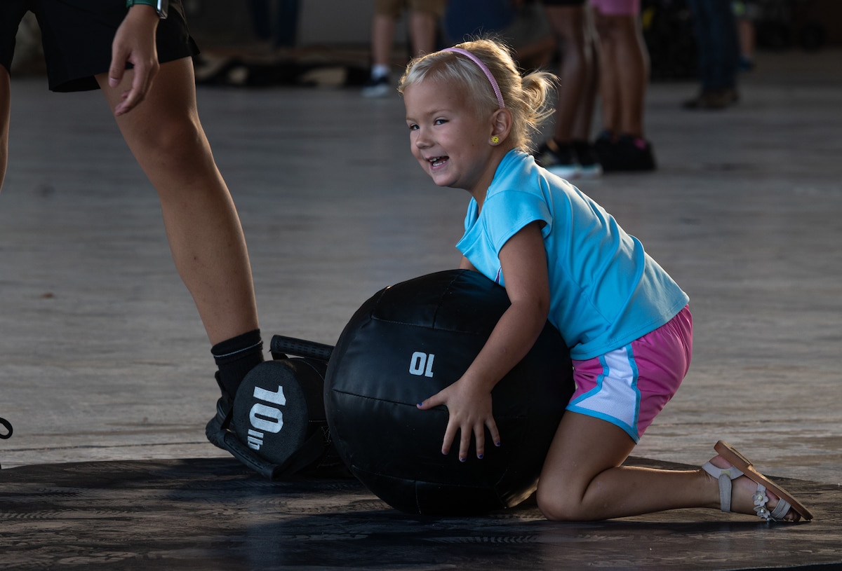 A child participating in the Kids Understanding Deployment Operations event, at Wright-Patterson Air Force Base, Ohio, Aug. 9, 2024.
