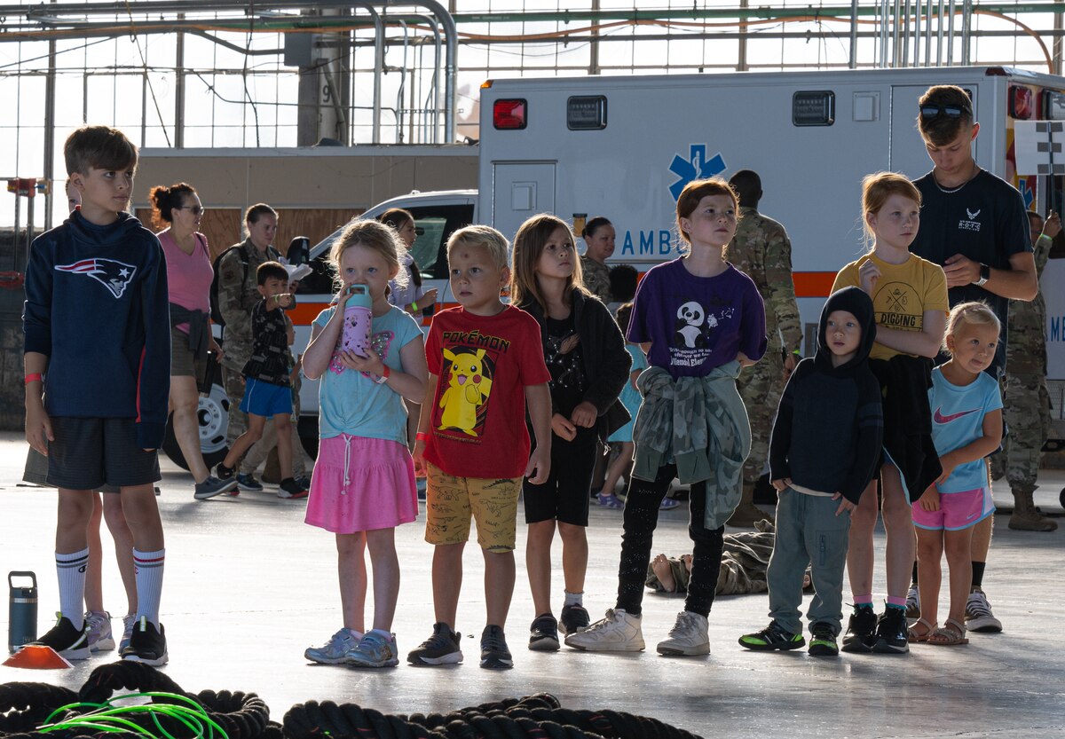 Children of military assigned to Wright-Patterson participating in the Kids Understanding Deployment Operations event at Wright-Patterson Air Force Base, Ohio, Aug. 9, 2024.