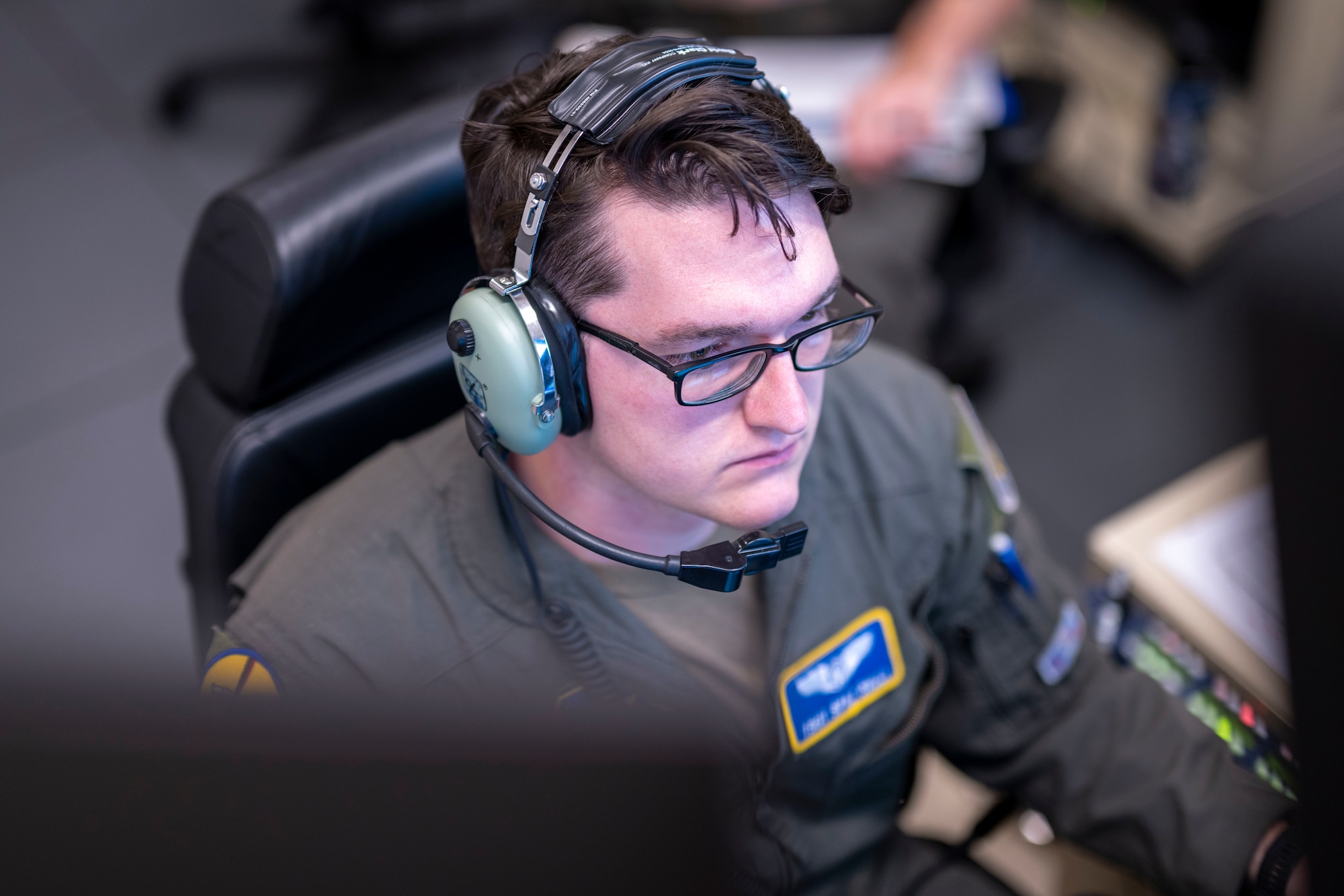 U.S. Air Force Tech. Sgt. Dallas Balli, 491st Attack Squadron noncommissioned officer in charge of weapons and tactics, operates an MQ-9 Reaper multi-spectral targeting system at Hancock Field Air National Guard Base, New York, Aug. 12, 2024.