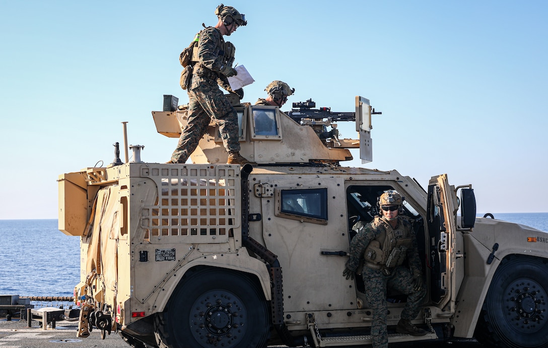 BLT 1/8, 24th MEU (SOC) Mounted Crew Served Weapons Range Aboard the USS Oak Hill (LSD 51)