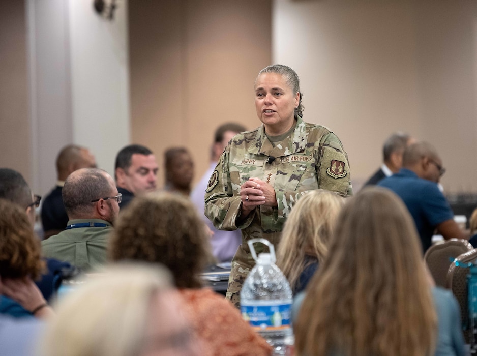 Lt. Gen. Linda Hurry makes opening remarks.