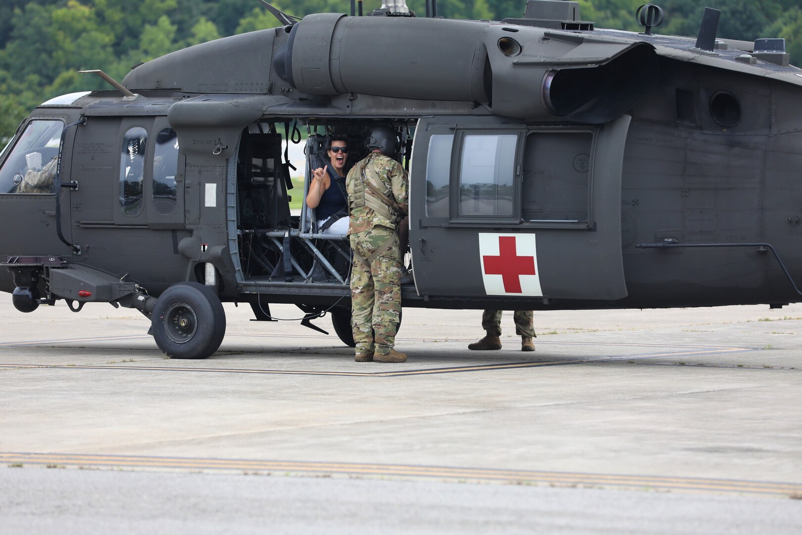 The District of Columbia Army Aviation Command provides spouse orientation flights during family day at Davison Army Airfield, Fort Belvoir, Va., on August 11, 2024. In addition to a capabilities brief presented by the State Aviation Officer and senior leaders, spouses and family members learned more about DCARNG assets to include rotary-wing and fixed-wing operational support airlifts, medical evacuation capabilities, and interagency partnerships.