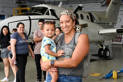 The District of Columbia Army Aviation Command provides spouse orientation flights during family day at Davison Army Airfield, Fort Belvoir, Va., on August 11, 2024. In addition to a capabilities brief presented by the State Aviation Officer and senior leaders, spouses and family members learned more about DCARNG assets to include rotary-wing and fixed-wing operational support airlifts, medical evacuation capabilities, and interagency partnerships.