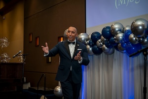 Man gives a speech