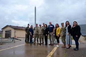 Team Minot Airmen, leaders and distinguished visitors pose for a group photo in front of a B-52H Stratofortress at Minot Air Force Base, North Dakota, Aug. 15, 2024. Miller and local leaders learned the importance of the 91st  Missile Wing mission as one of the Air Force's three intercontinental ballistic missile wings. (U.S. Air Force photo by Senior Airmen Alexander Nottingham)