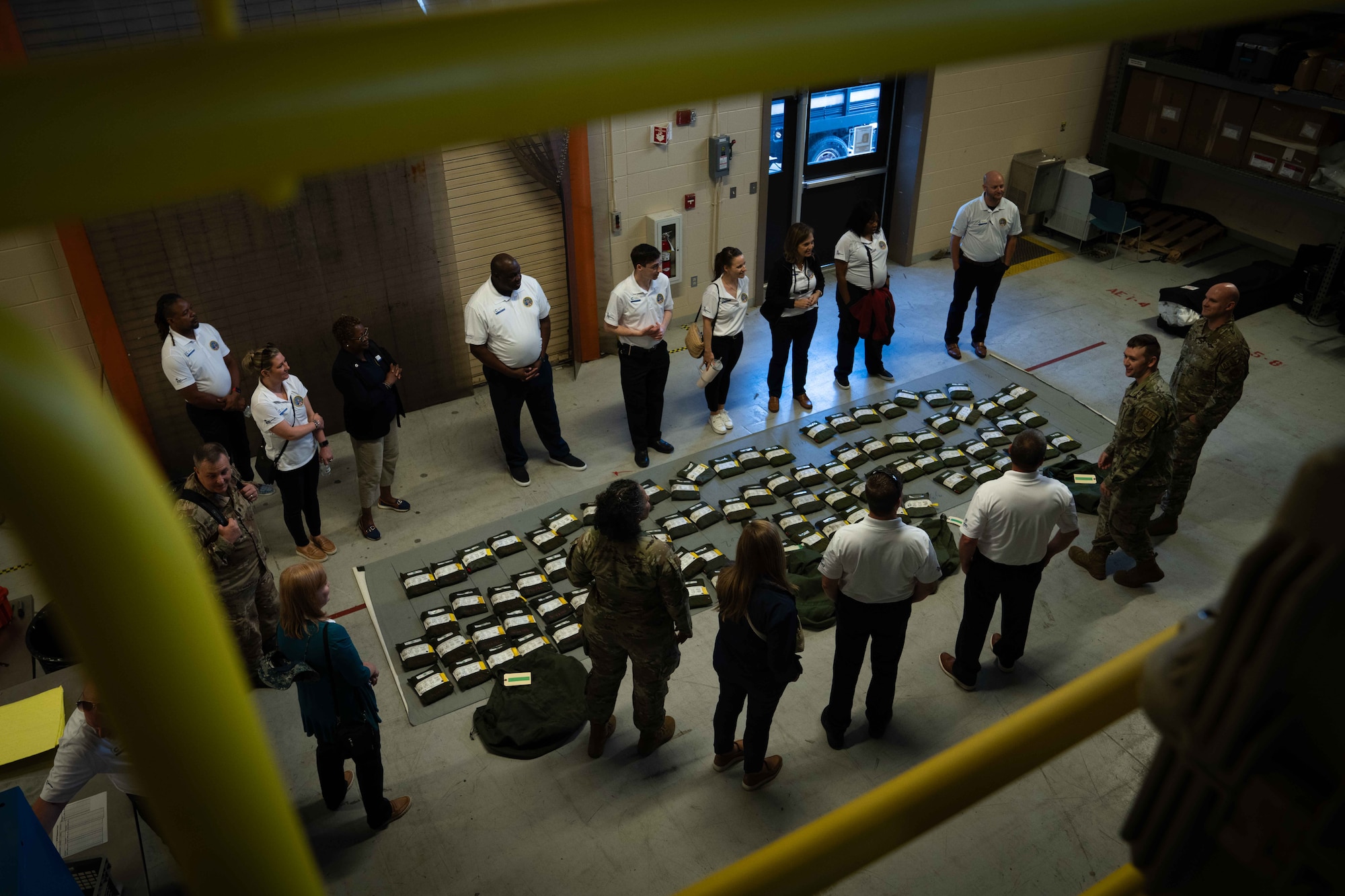 Civic leaders from the metro-Atlanta area examine various aircrew gear during a tour.
