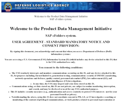 Visit the cFolders site directly at https://pcf1x.bsm.dla.mil/cfolders/.