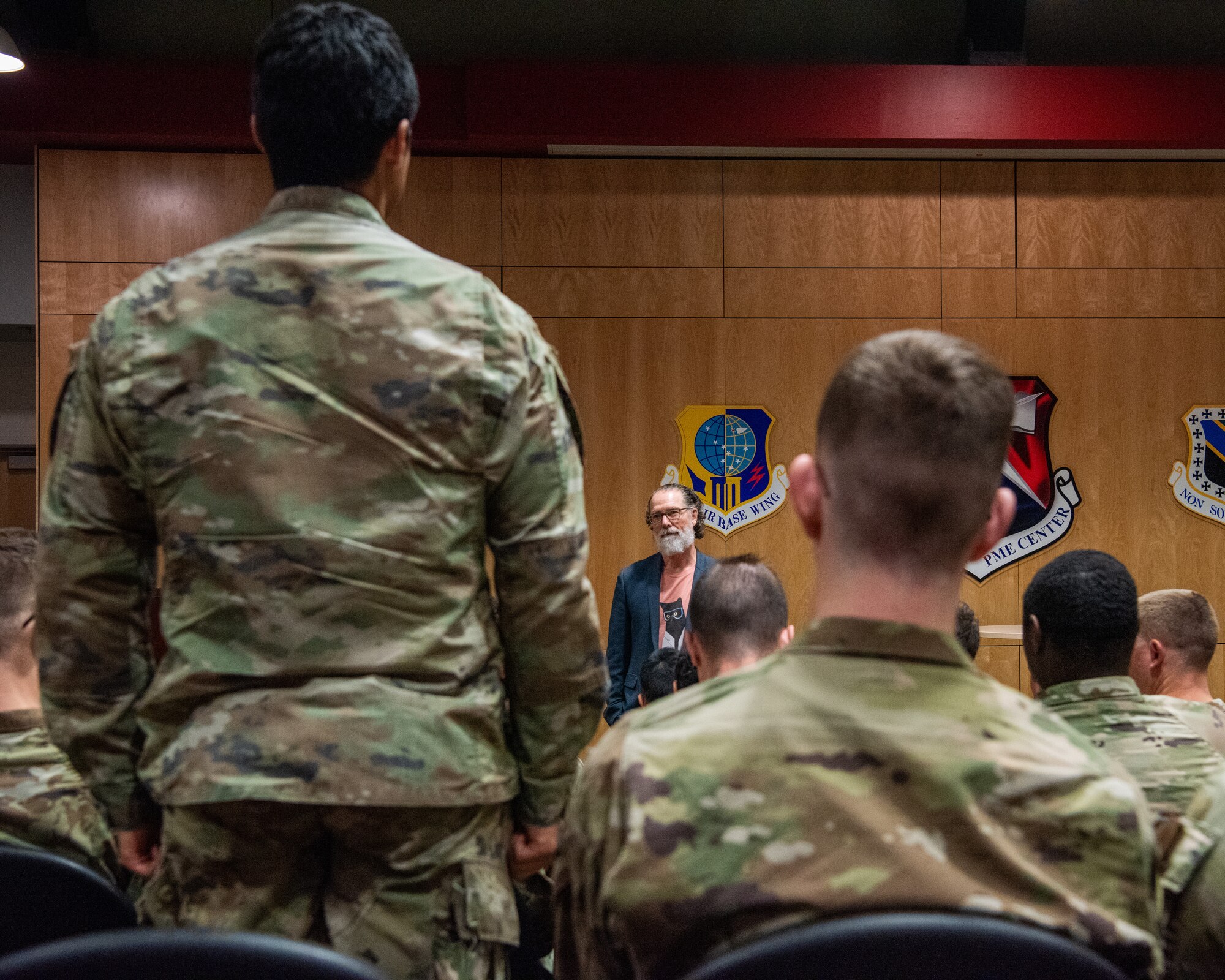 Towberman hosted a development seminar where he answered questions for Airmen and shared stories about his life and his career.