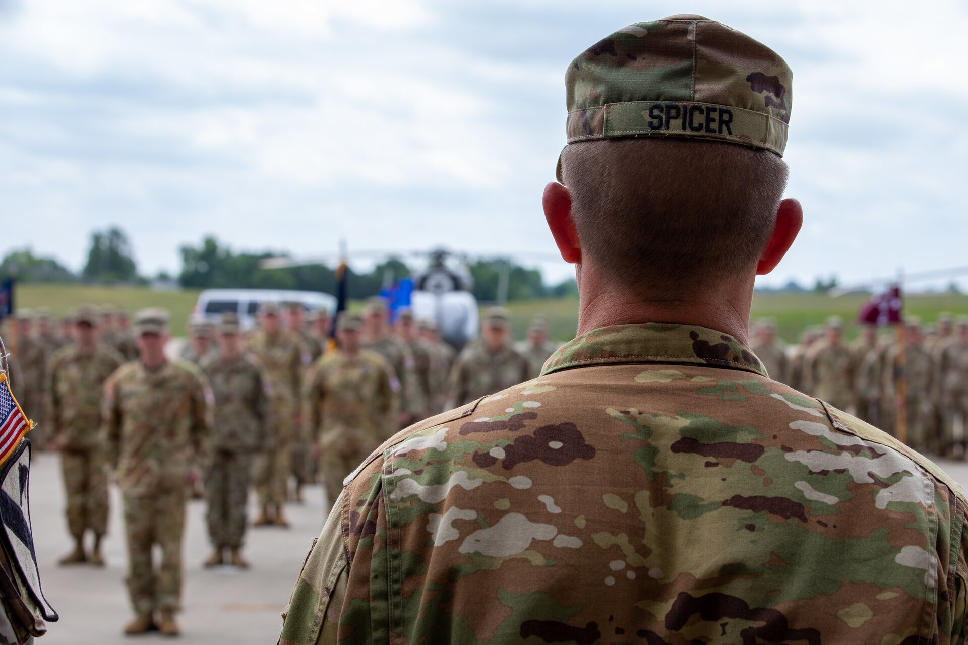 U.S. Army Col. Michael Armstrong relinquished command to Lt. Col. Gabriel Spicer during the change of command with Soldiers, family, and friends present.