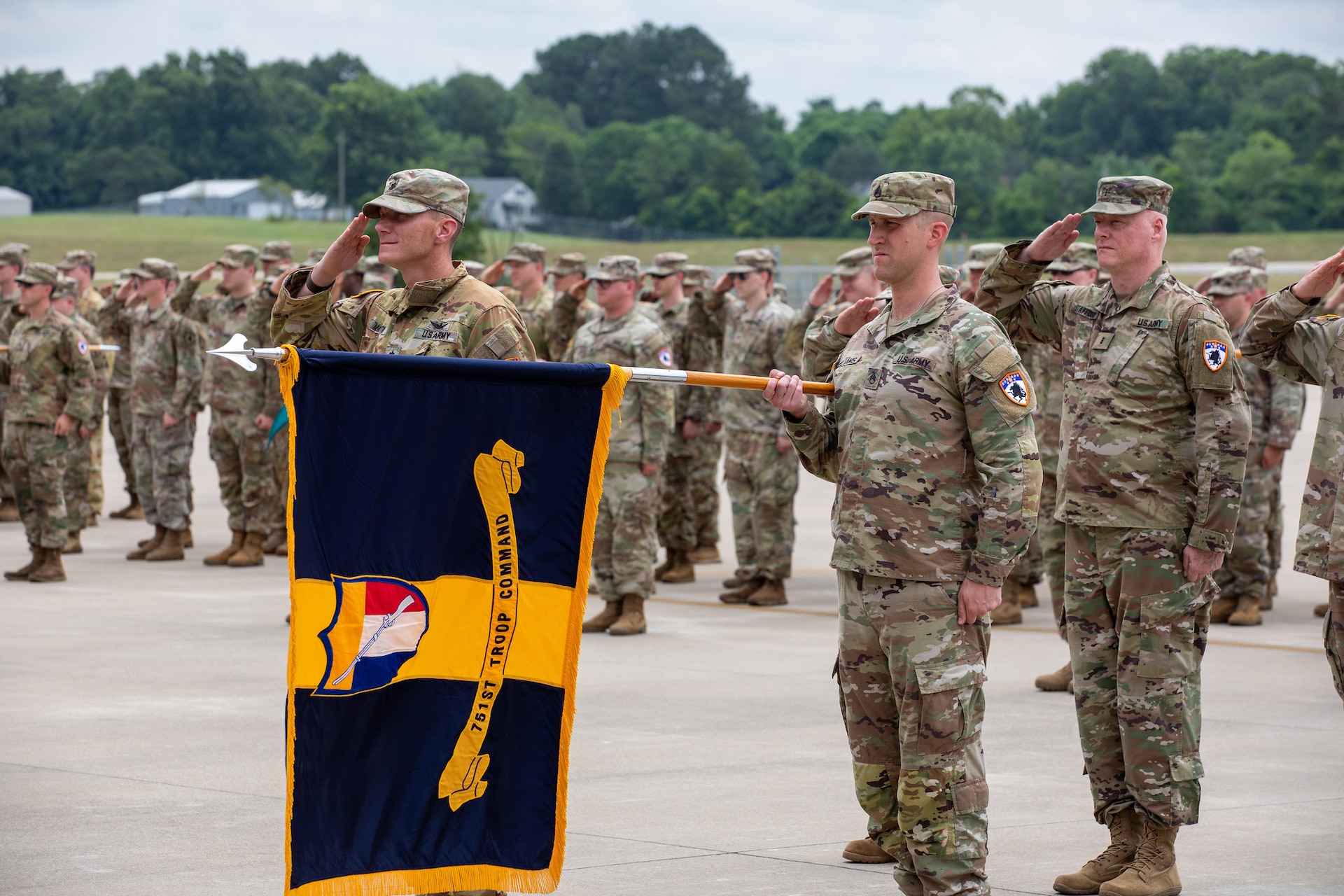 751st Troop Command Salutes the new commander of the 63rd Theater Aviation Brigade, Lt. Col. Gabriel Spicer