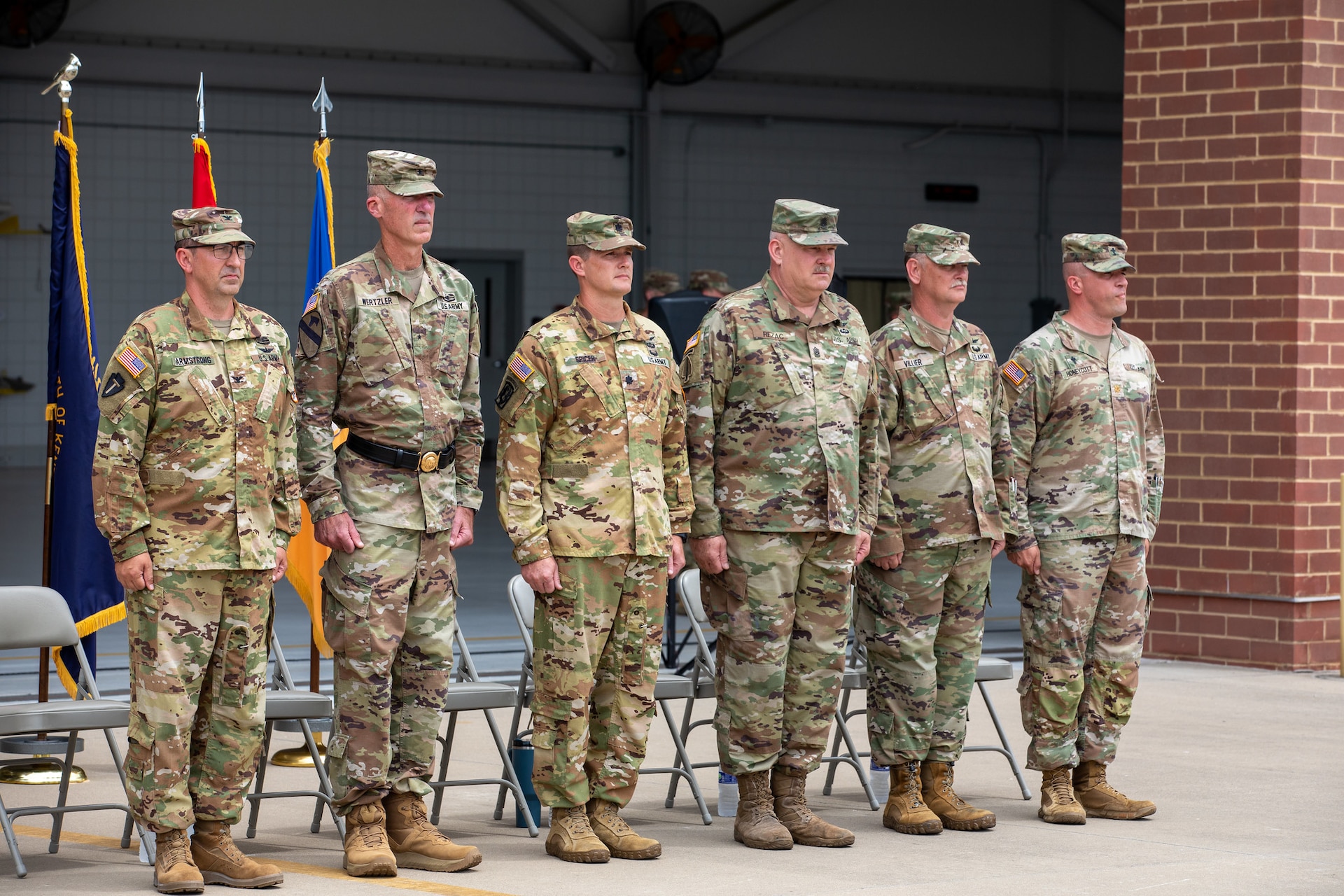 U.S. Army Col. Michael Armstrong relinquished command to Lt. Col. Gabriel Spicer during the change of command with Soldiers, family, and friends present.