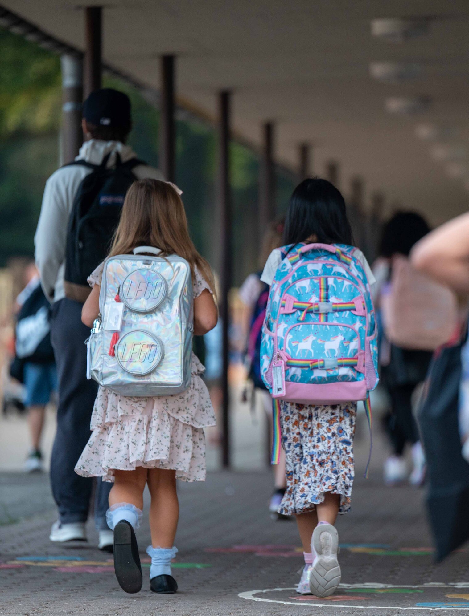 Children walk to Ramstein Intermediate School at Ramstein Air Base, Germany, Aug. 19, 2024.