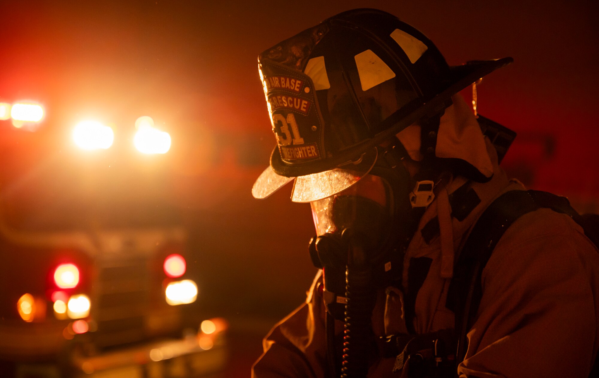 U.S. Air Force Senior Airman Steven Brost, 51st Civil Engineer Squadron firefighter, dons protective gear during Ulchi Freedom Shield 24 at Osan Air Base, Republic of Korea, Aug. 18, 2024. The 51st CES firefighters support the 51st Fighter Wing mission by ensuring the safety of personnel, equipment and facilities. Routine training is essential for the 51st Fighter Wing Airmen to refine their warfighting proficiencies through practical application, concurrently enhancing their ability to respond skillfully to contingencies. UFS24 is an annual combined exercise conducted in support of the U.S.-ROK Mutual Defense Treaty that highlights the U.S. commitment to the alliance. (U.S. Air Force photo by Senior Airman Sabrina Fuller-Judd)