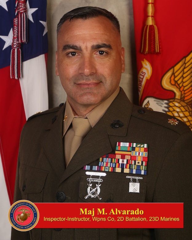 Major Mariano Alvarado, Inspector-Instructor, Weapons Company, 2d Battalion, 23d Marine Regiment