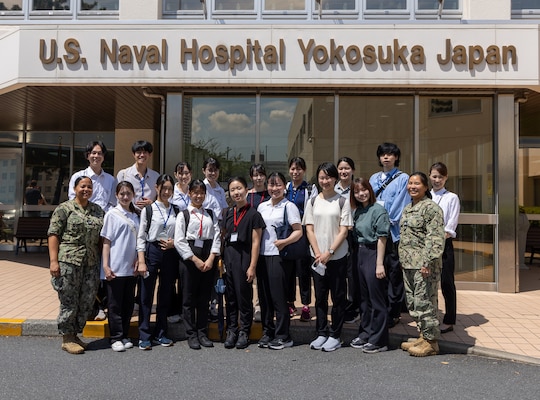 YOKOSUKA, Japan (Aug. 7, 2024) U.S. Navy Medicine Readiness and Training Command (USNMRTC) Yokosuka hosted a nursing student exchange with Yokohama City University at U.S. Naval Hospital (USNH) Yokosuka, Aug 7 to strengthen medical partnerships with their host nation counterparts. Nurses from USNH Yokosuka welcomed the group of university nursing students and faculty members for a tour of the hospital facilities, concentrating on the areas of the hospital that prominently feature nurses such as the emergency room, maternal infant unit, and multi-service unit. (U.S. Navy photo by Daniel Taylor/USNMRTC Yokosuka Public Affairs)