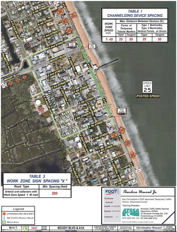 Flagler Beach SRS A1A closure Aug. 22, 2024, map