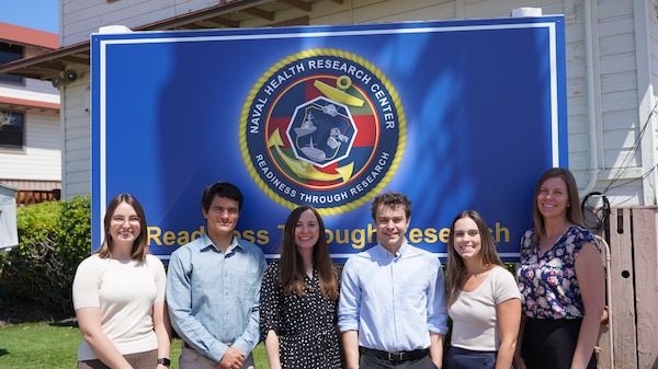 SAN DIEGO (July 30, 2024) Meg Robinson, Juan Diego Vera, Sarah Jurick, Justin Stamets, Anice Byrd, and Amber Dougherty, members of Naval Health Research Center (NHRC)’s Wounded Warrior Recovery Project (WWRP), pose for group photo at the command. NHRC supports military mission readiness with research and development that delivers high-value, high-impact solutions to the health and readiness challenges our military population faces on the battlefield, at sea, on foreign shores and at home. (U.S. Navy photo by Danielle Cazarez/Released)