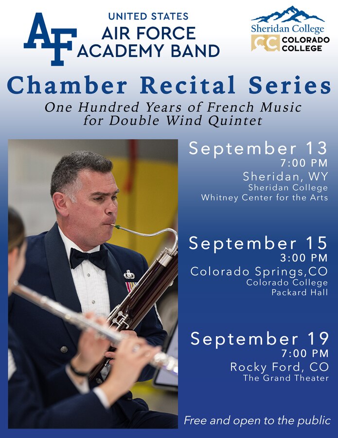 100 Years of French Music! A musical tour de force, music of Bernard, Milhaud, Francaix and Ensecu performed by our Double Quintet and conducted by Captain Michael Flynn.