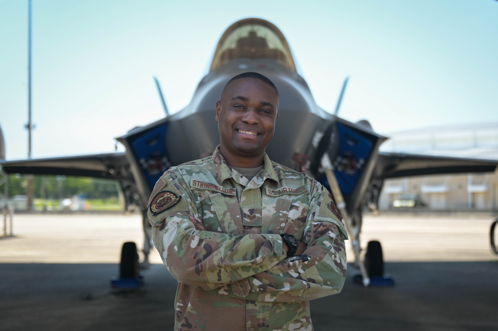 U.S. Air Force Staff Sgt. Adam Stringfellow, non-commissioned officer in charge of the 58th Fighter Squadron aviation resource management office, leads the SARM office as they track flight records and authorizations for F-35A Lightning II pilots.