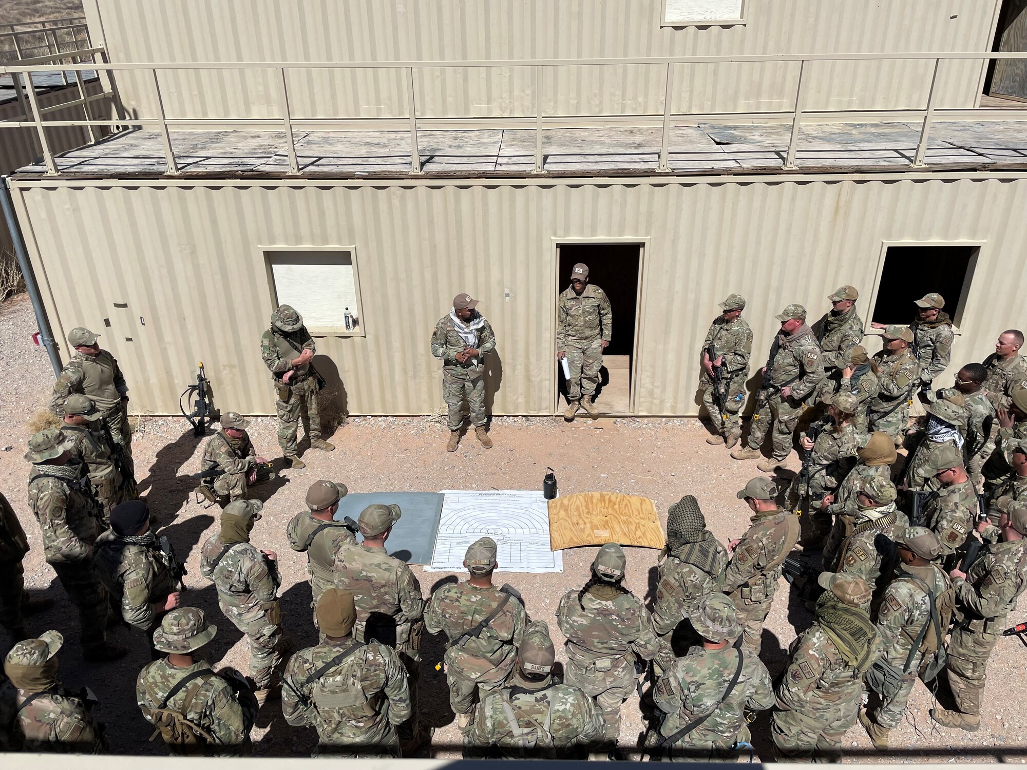 Photo of a group of Airmen from above