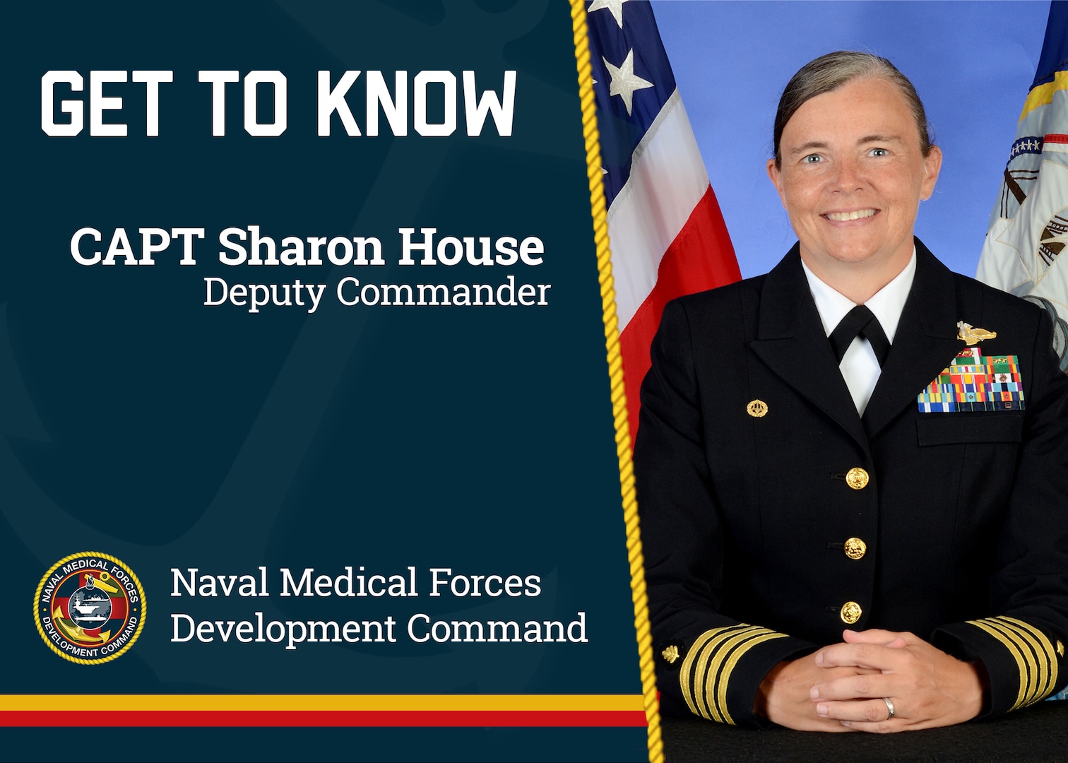 Capt. Sharon House assumed her new role as the Naval Medical Forces Development Command’s Deputy Commander August 19, 2024. (U.S. Navy Graphic by Malcolm McClendon).
