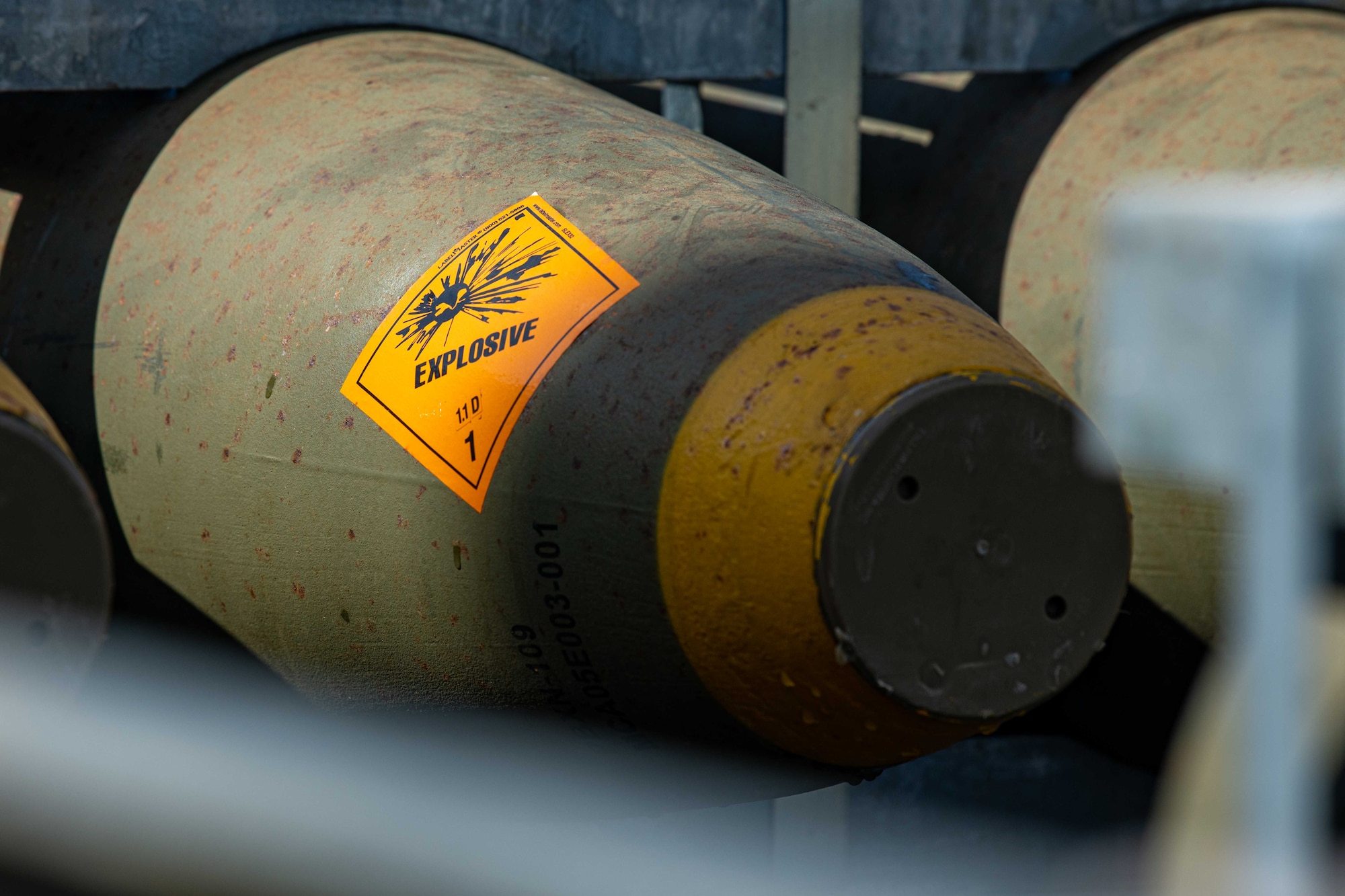 Munitions are stored during a tactical air-munitions rapid response package training at Kadena Air Base, Japan, Aug. 20, 2024.