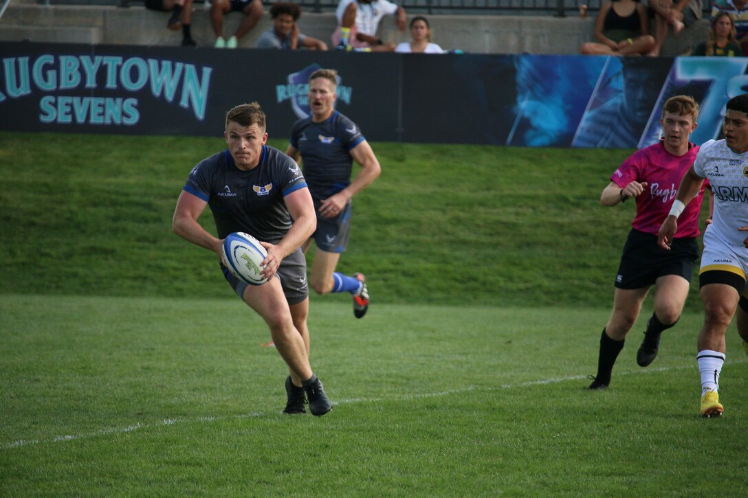 2023 Armed Forces Sports Men's Rugby Championship held in conjunction with the Rugbytown 7's Rugby Tournament in Glendale, Colo.  Championship features teams from the Army, Marine Corps, Navy, Air Force (with Space Force players), and Coast Guard.  (Dept. of Defense photo by Mr. Steven Dinote, released)