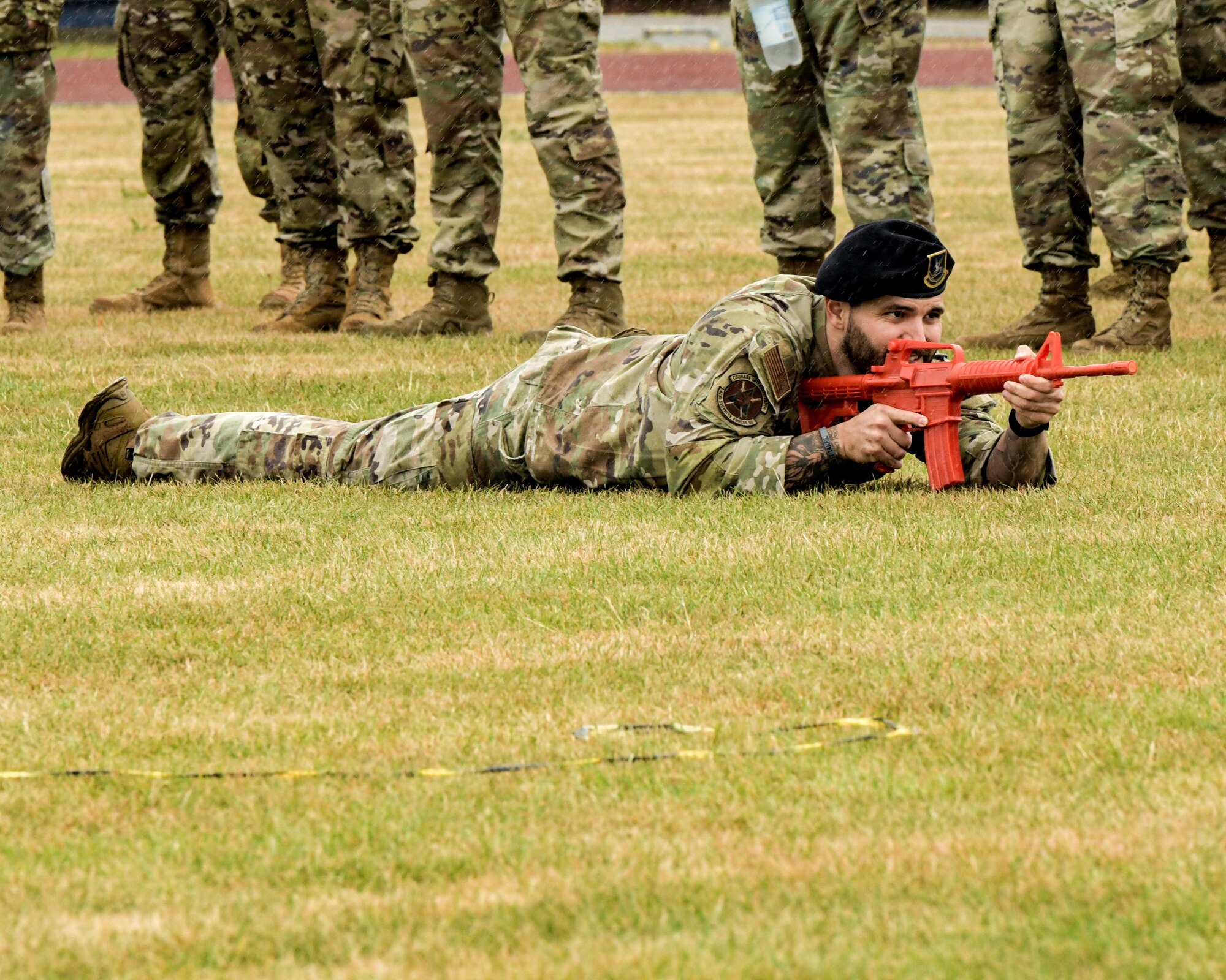 U.S. Air Force Staff Sgt. Zachary LaCroix,
423d Security Forces Squadron Defender,
demonstrates battlefield movement skills.