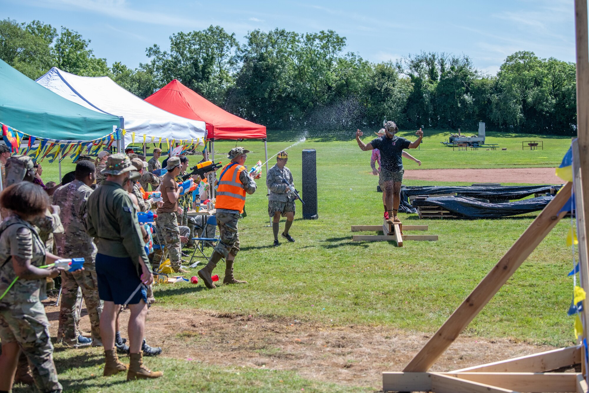 Participants traverse an obstacle course during the first ever 501st Combat Support Wing combat dining-out