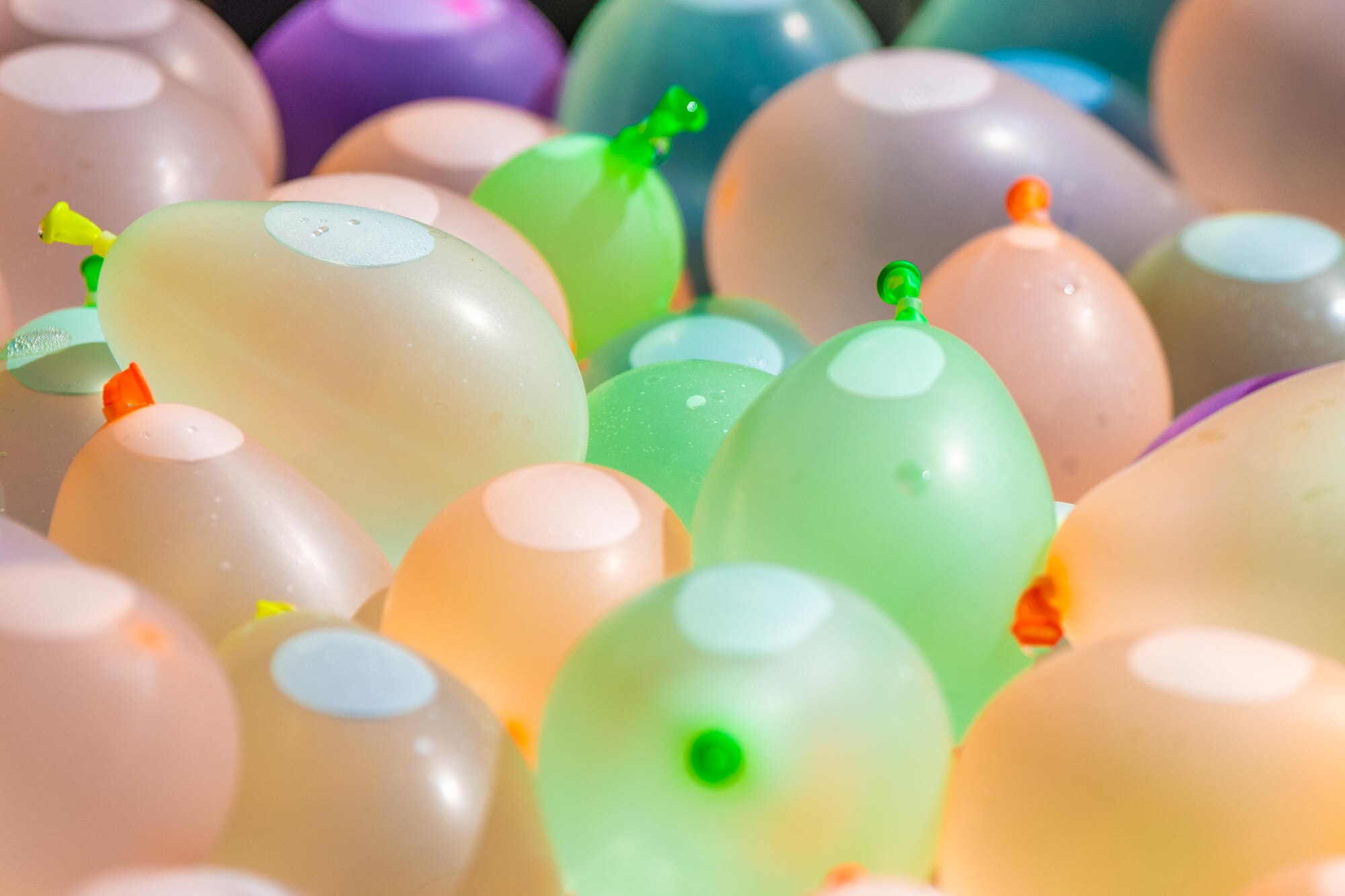 A close up of water balloons