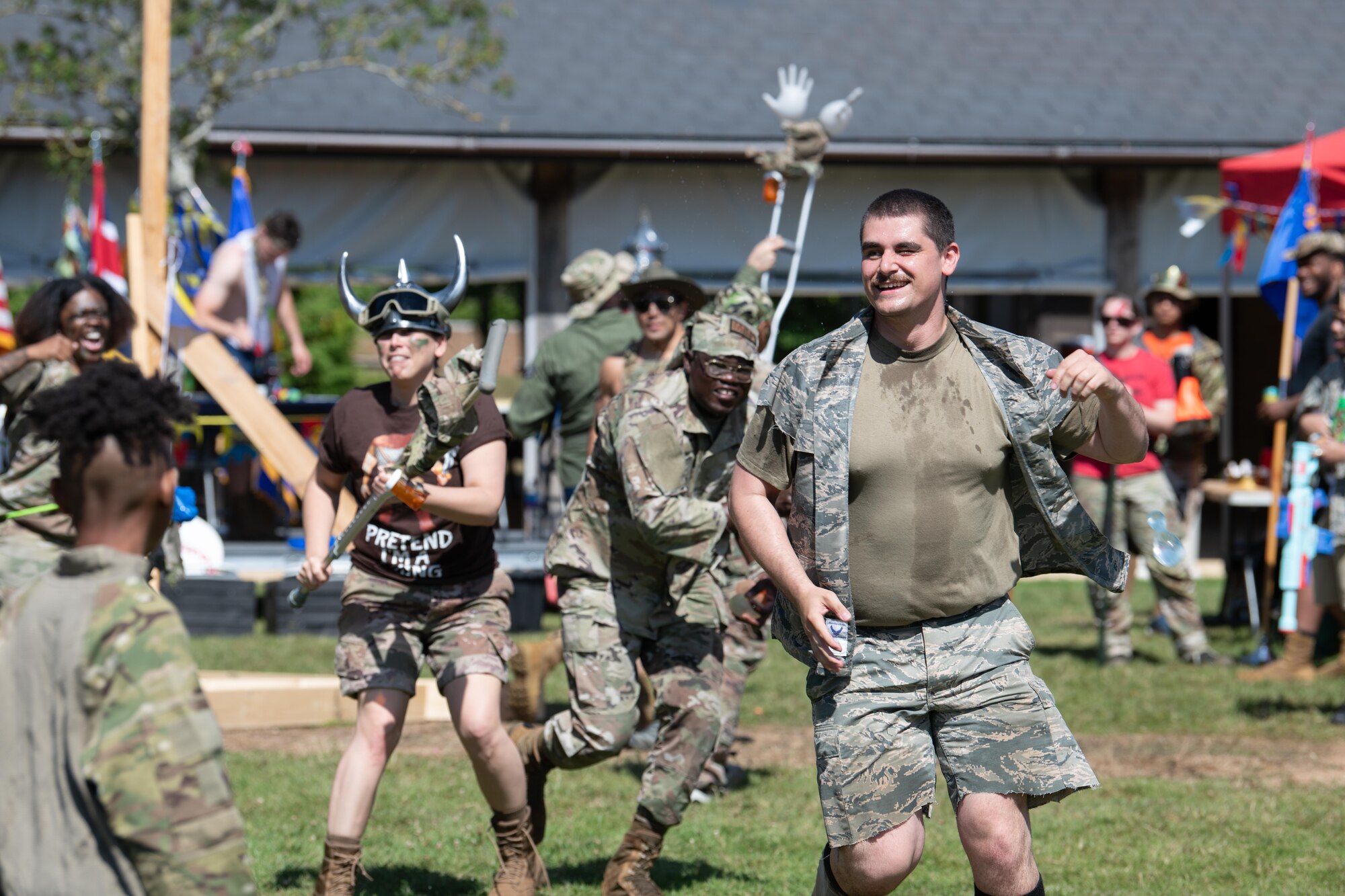 Participants chase each other
