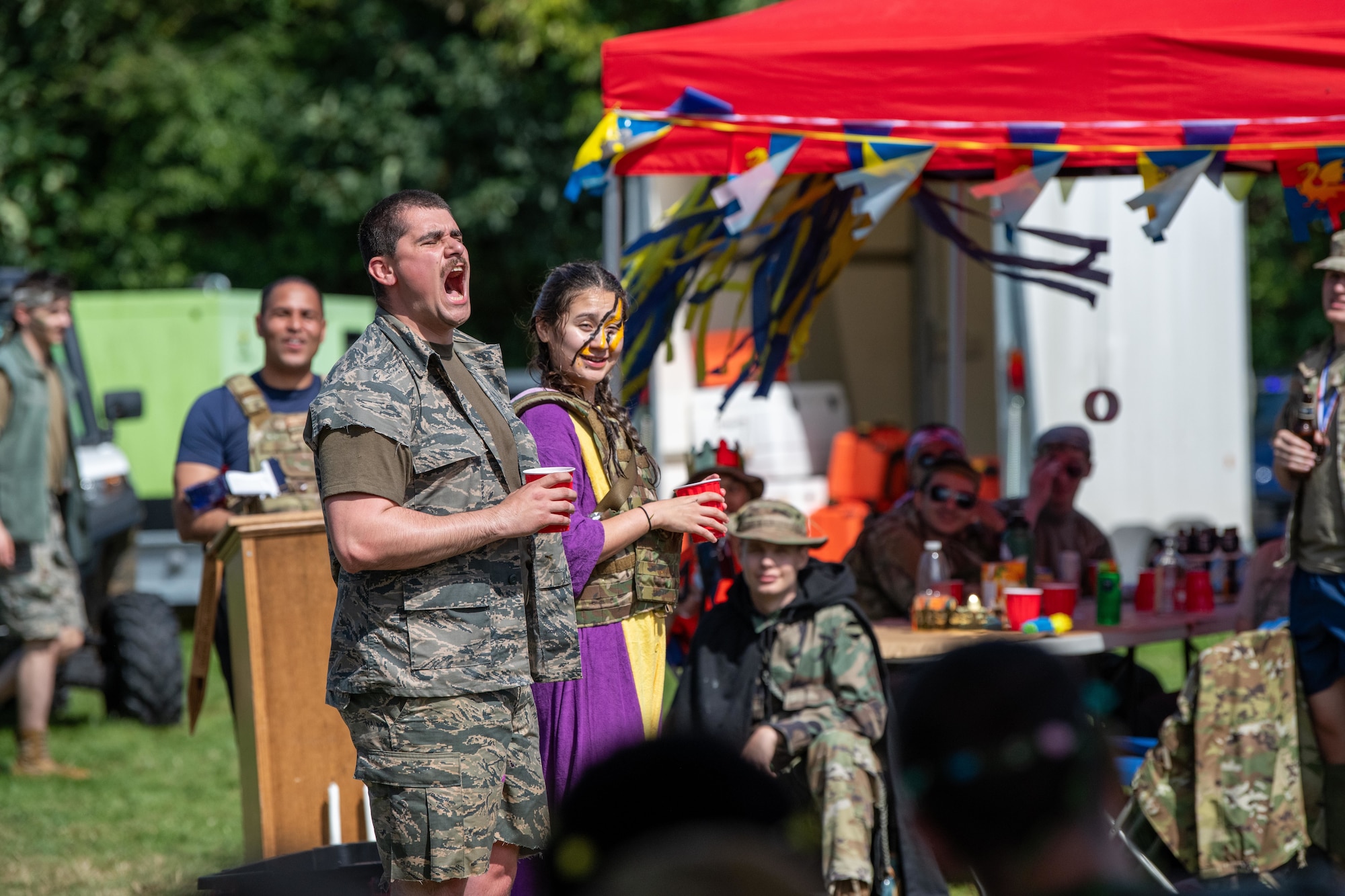 Pathfinders participate in a Grog Bowl ritual during the first ever 501st Combat Support Wing combat dining-out