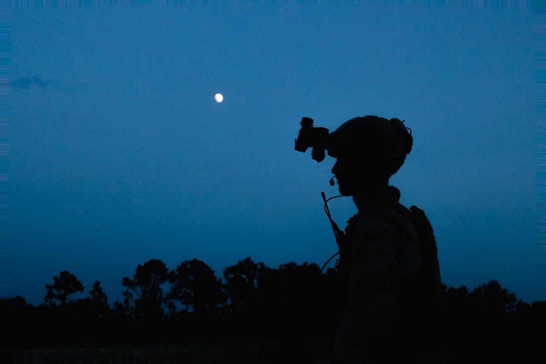 U.S. Marine Corps Sgt. Philip Sansone, a joint tactical air controller with 2nd Air Naval Gunfire Liaison Company, II Marine Expeditionary Force Information Group, participates in close air support as part of Unit Enhancement Training 24-2 at Marine Corps Base Camp Lejeune, North Carolina, July 18, 2024. UET 24-2 is a bilateral military exercise held to strengthen interoperability and build upon the longstanding military relationship between U.S. Marines and the United Arab Emirates soldiers. (U.S. Marine Corps photo by Cpl. Maurion Moore)