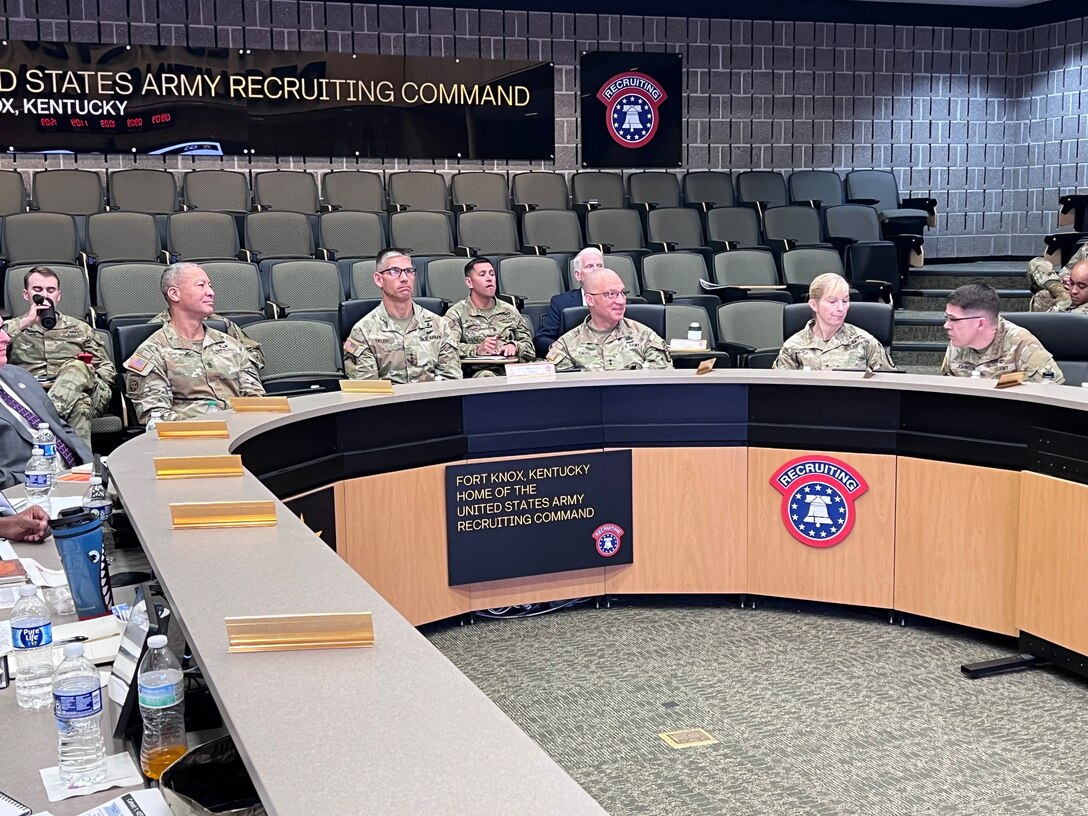 USAREC Senior leadership and DA Staff sit together while discussing the future of Army Recruiting