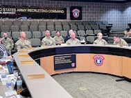 USAREC Senior leadership and DA Staff sit together while discussing the future of Army Recruiting