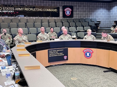 USAREC Senior leadership and DA Staff sit together while discussing the future of Army Recruiting