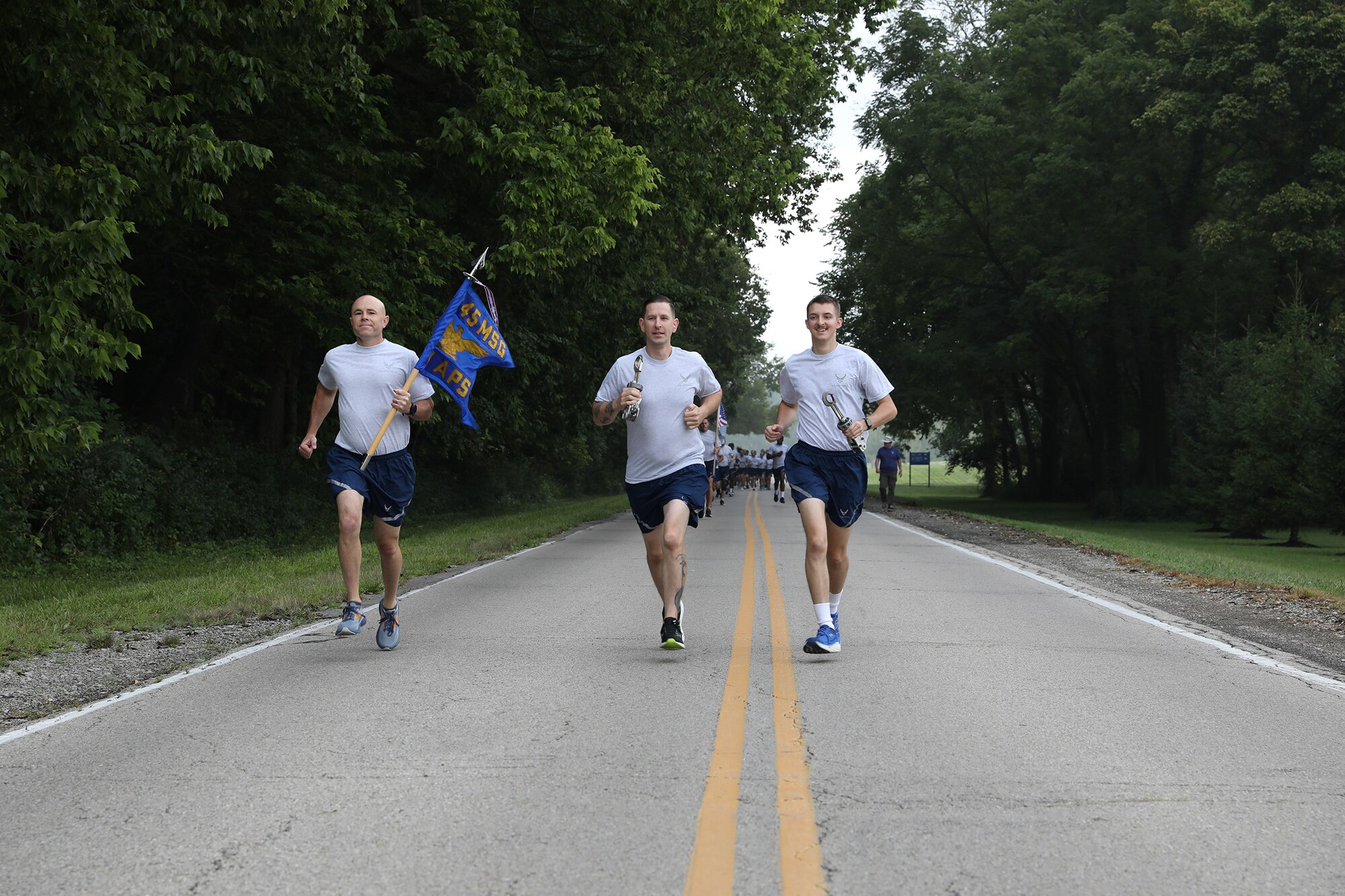 Approximately 100 Reservists from the 87th Aerial Port Squadron participated in the Port Dawg Memorial Run held at Wright-Patterson Air Force Base, Ohio Aug. 3, 2024. The Airmen ran in memory of APS members across the Air Force who lost their lives in 2023.