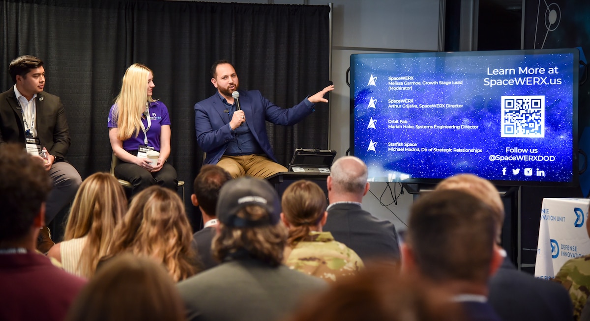 Arthur Grijalva, SpaceWERX director, speaks during the "SpaceWERX Strategic Funding Increase Successes and Selections" panel at the Fed Supernova conference in Austin, Texas, Aug. 22, 2024.