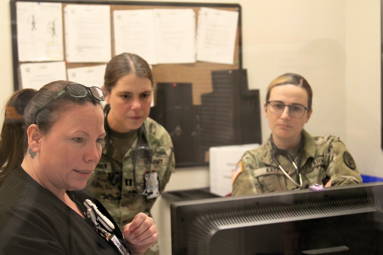 Staff View CT Scan Display Screen During Scan of Military Working Dog